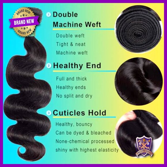 22in Brazilian Virgin Hair Extensions Body Wave Double Weft Bundles main image 6
